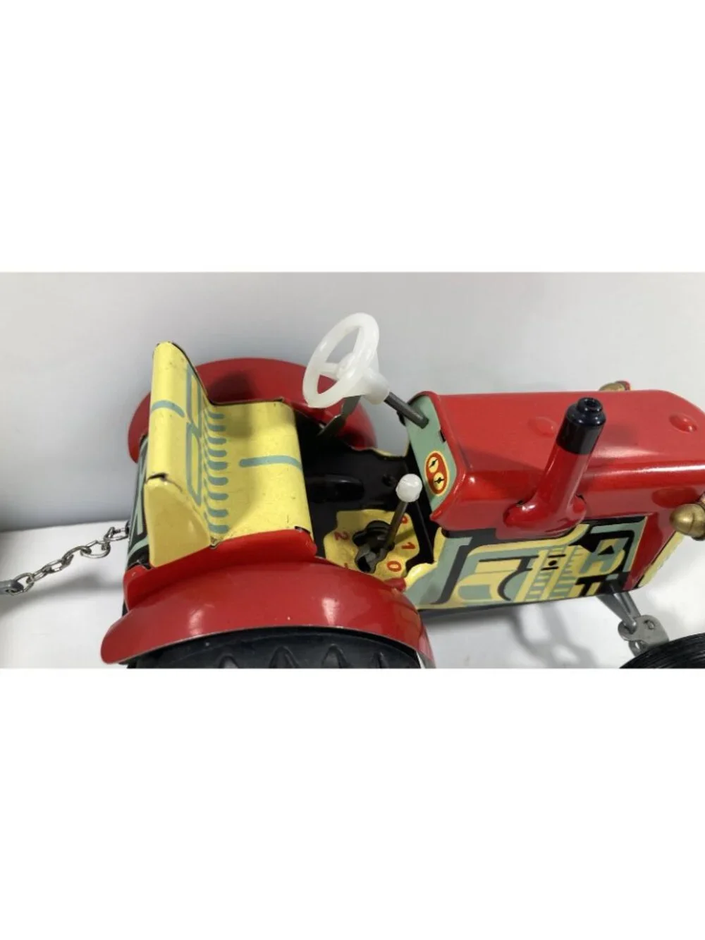 Vintage Kovap Zetor Czechoslovakia Tin Wind Up Toy Tractor & Trailer Used w/Box